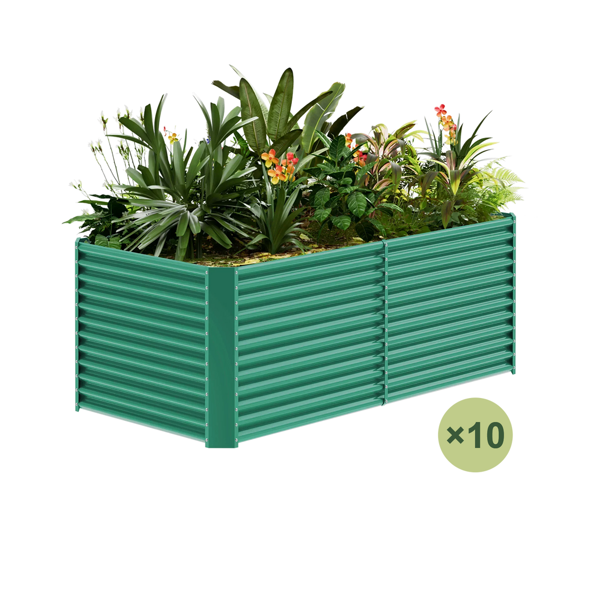 set of 10 — 36-inch tall rectangular galvanized metal raised garden bed, 8 by 4 feet — view 2