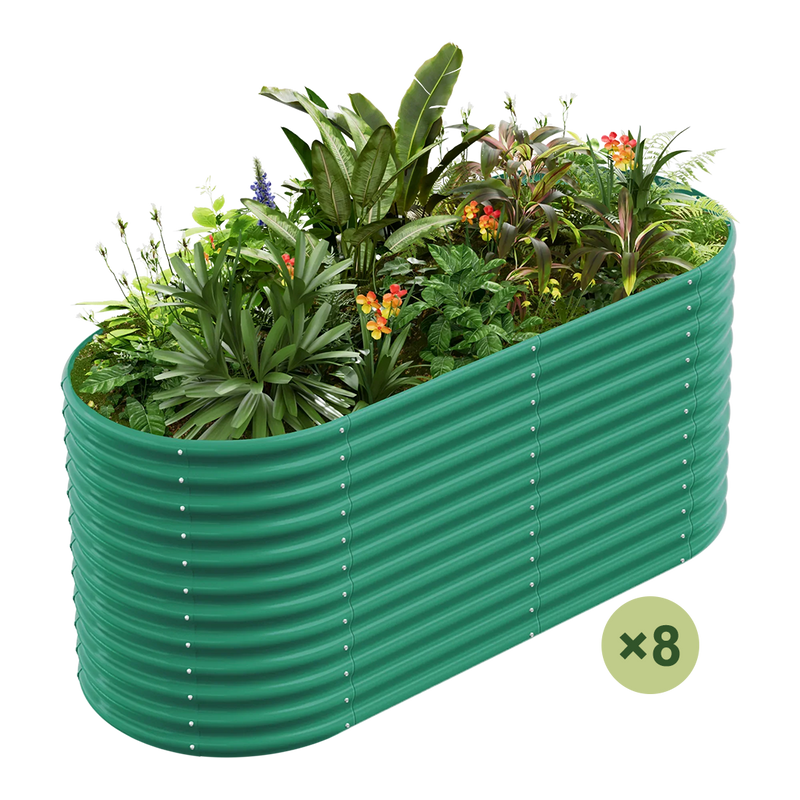 set of 8 — 36-inch tall oval galvanized metal raised garden bed, 6 by 3 feet — view 2