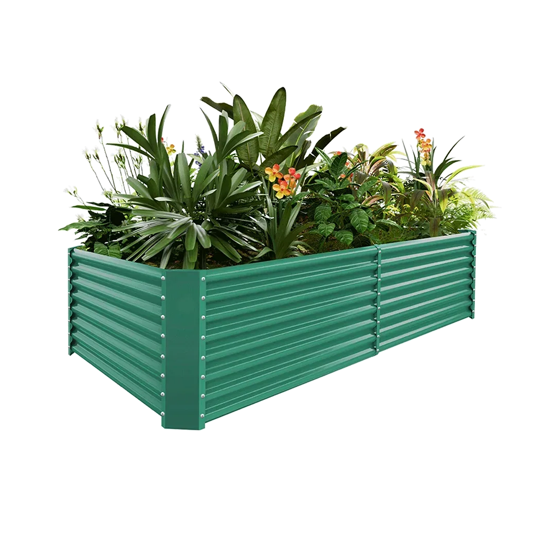 24-inch tall rectangular galvanized metal raised garden bed, 8 by 4 feet — view 2