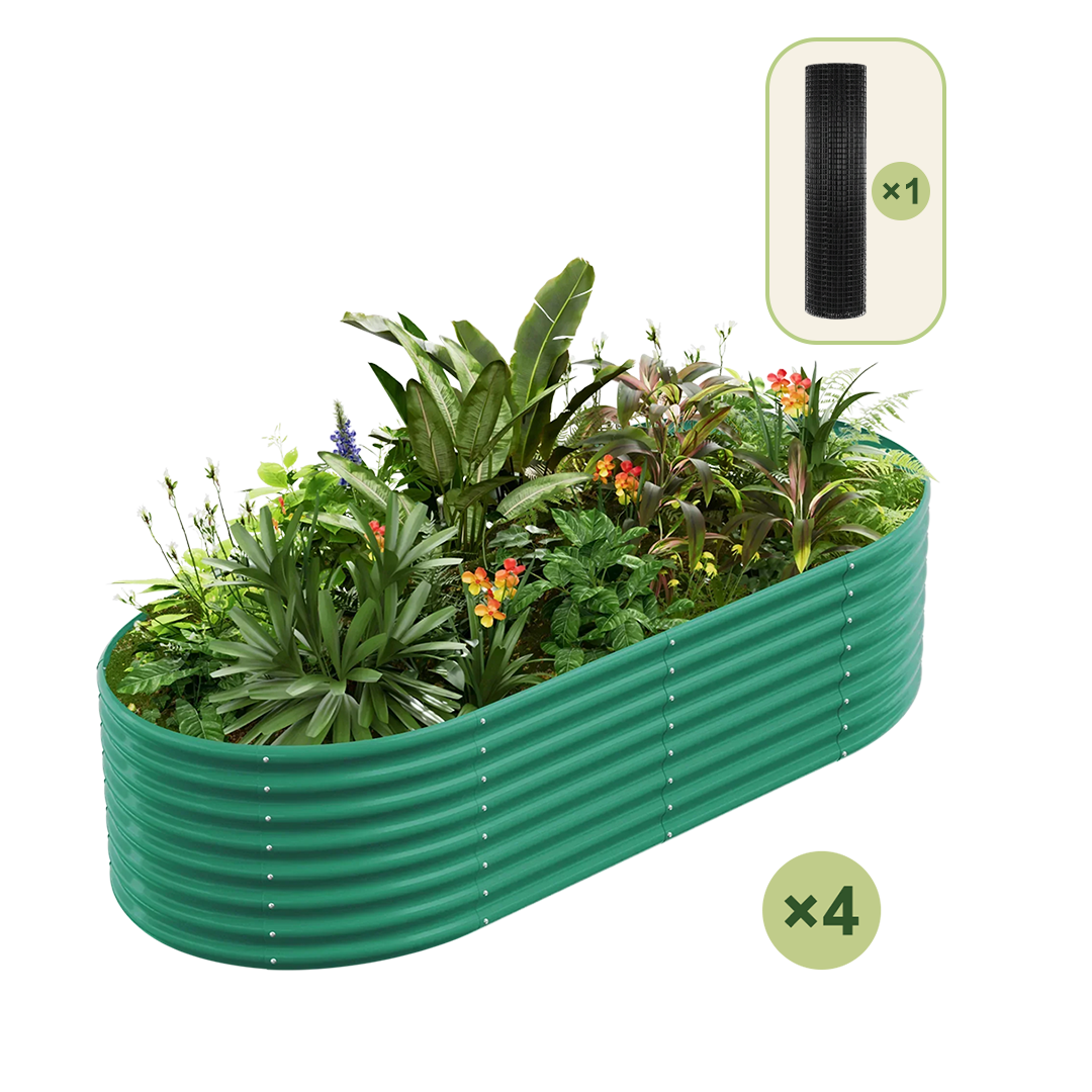 4-Pack 24" Tall Oval 8x4x2ft Galvanized Raised Garden Bed+1/2 inch Galvanized Hardware Cloth — view 2