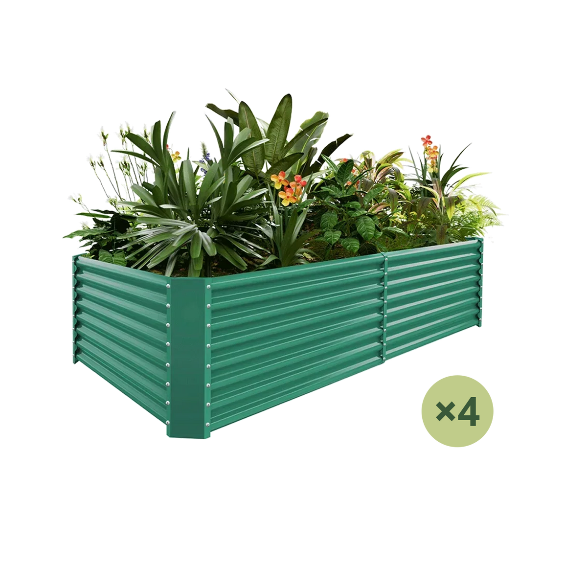 set of 4 — 24-inch tall rectangular galvanized metal raised garden bed, 8 by 4 feet — view 2