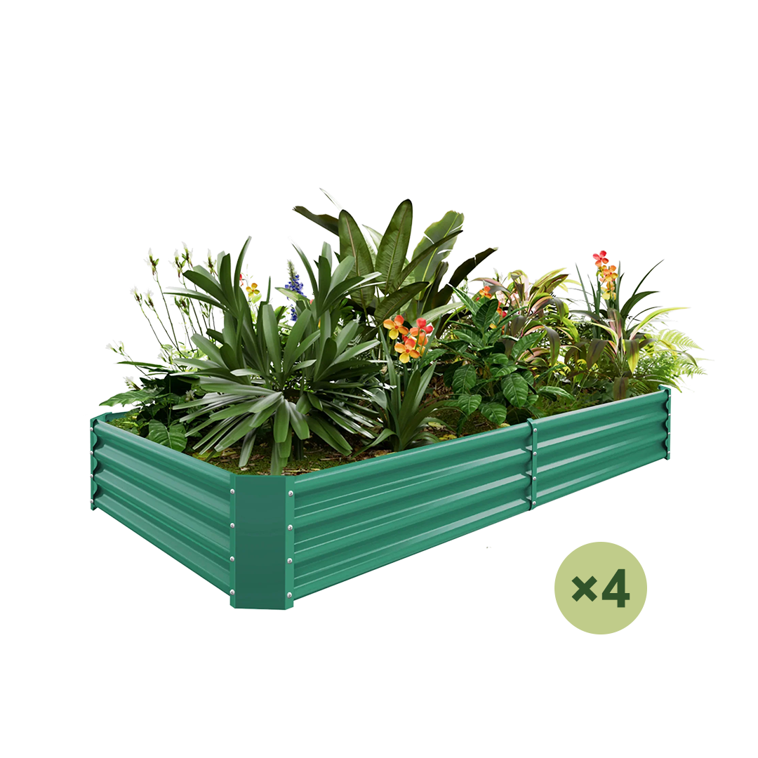 set of 4 — 12-inch tall rectangular galvanized metal raised garden bed, 8 by 4 feet — view 2