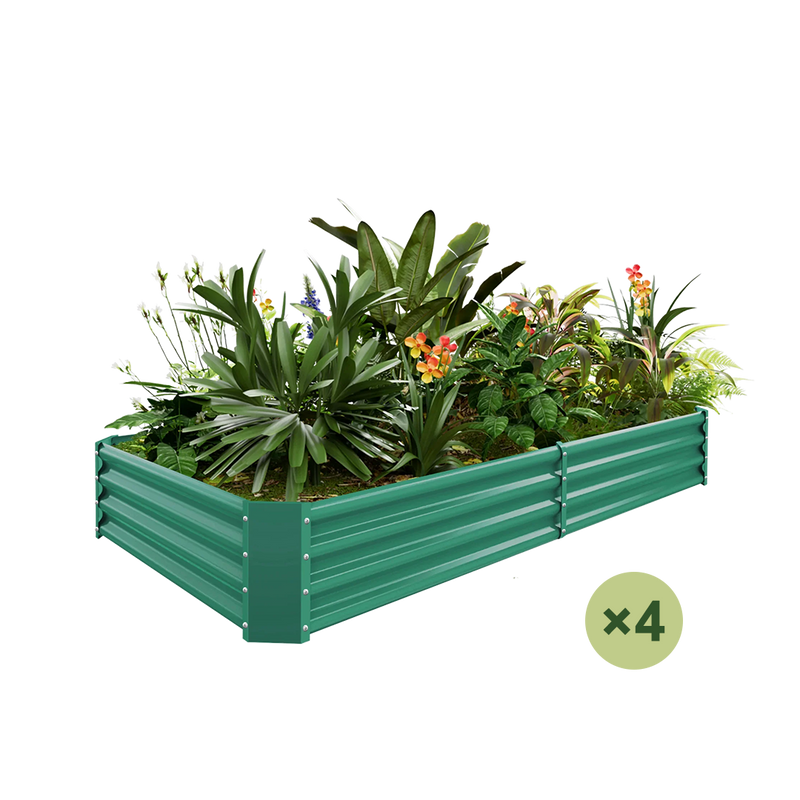 set of 4 — 12-inch tall rectangular galvanized metal raised garden bed, 8 by 4 feet — view 2