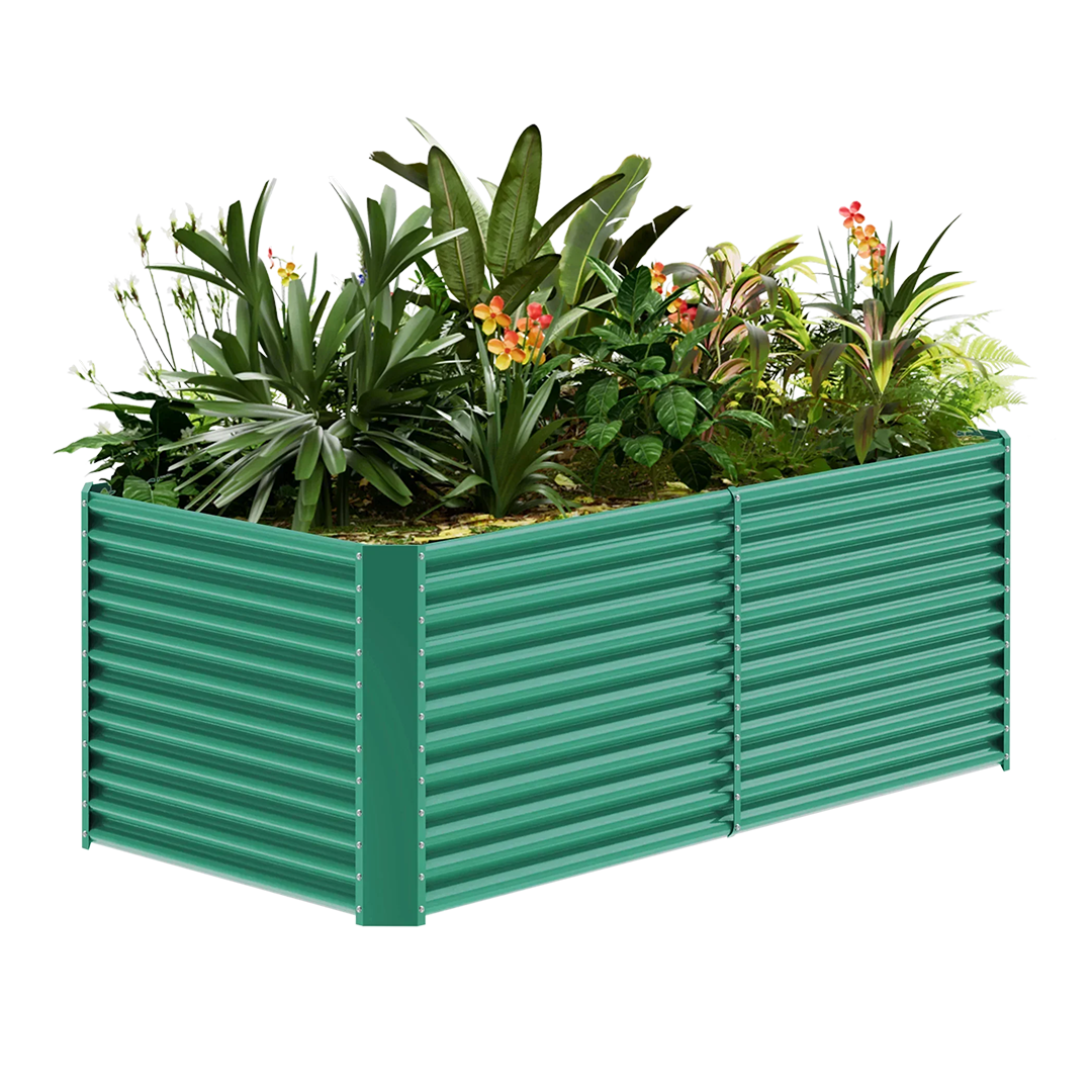 36-inch tall rectangular galvanized metal raised garden bed, 8 by 4 feet — view 2