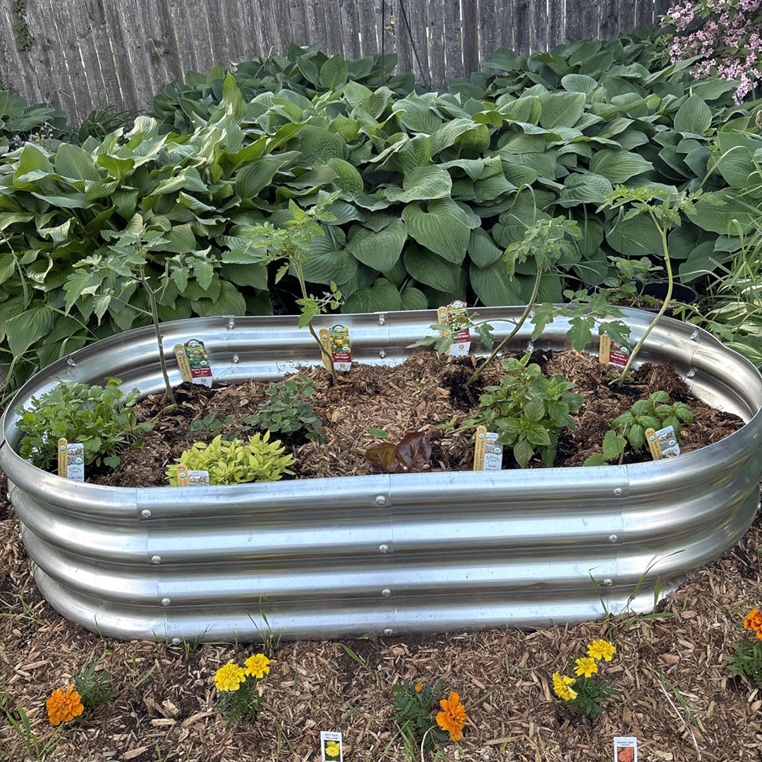 12" Tall Oval 4x2x1ft Galvanized Raised Garden Bed — view 6