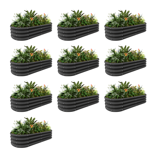 set of 10 — 12-inch tall oval galvanized metal raised garden bed, 4 by 2 feet — view 2