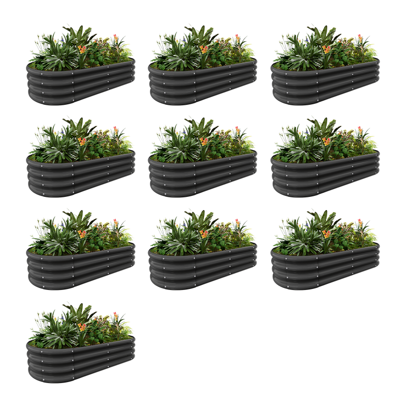 set of 10 — 12-inch tall oval galvanized metal raised garden bed, 4 by 2 feet — view 2