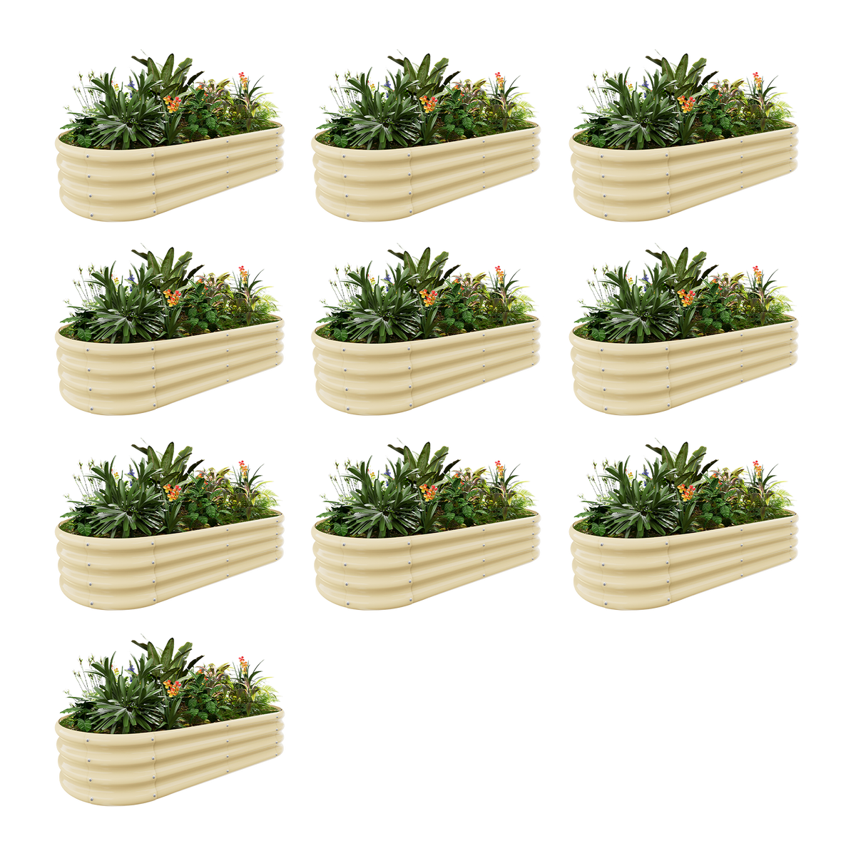 set of 10 — 12-inch tall oval galvanized metal raised garden bed, 4 by 2 feet — view 6