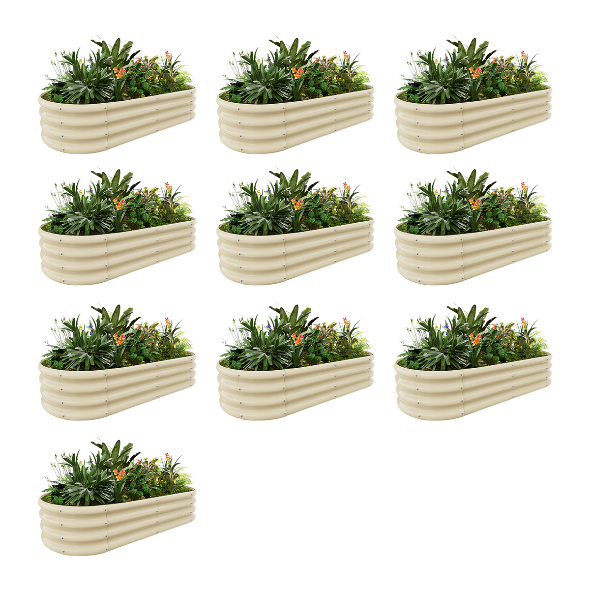 set of 10 — 12-inch tall oval galvanized metal raised garden bed, 4 by 2 feet — view 5