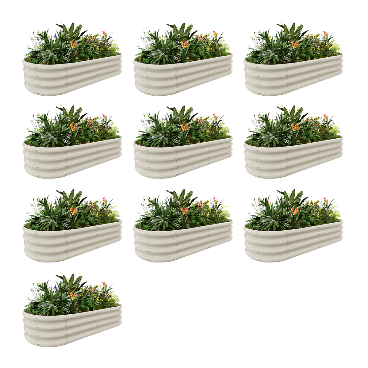 set of 10 — 12-inch tall oval galvanized metal raised garden bed, 4 by 2 feet — view 4