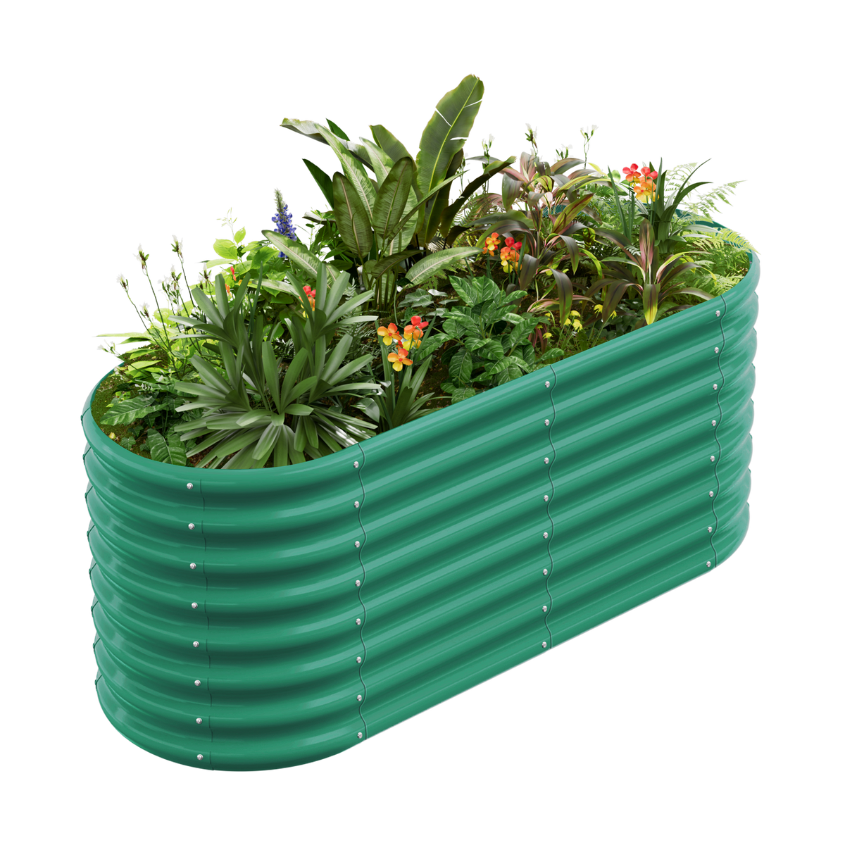 24-inch tall oval galvanized metal raised garden bed, 4 by 2 feet — view 3