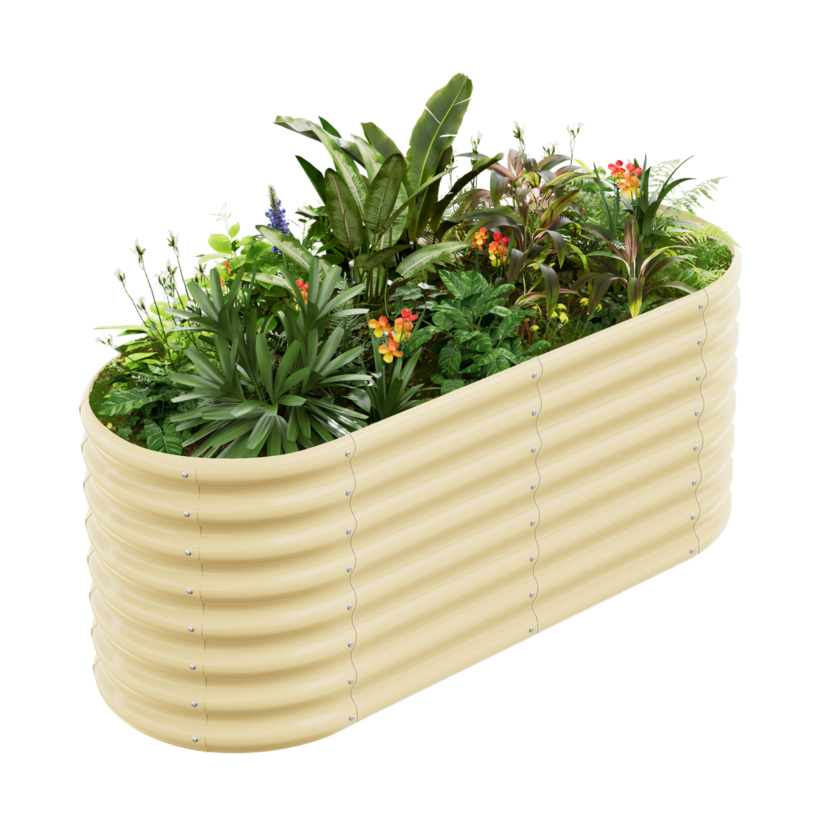 24-inch tall oval galvanized metal raised garden bed, 4 by 2 feet — view 6
