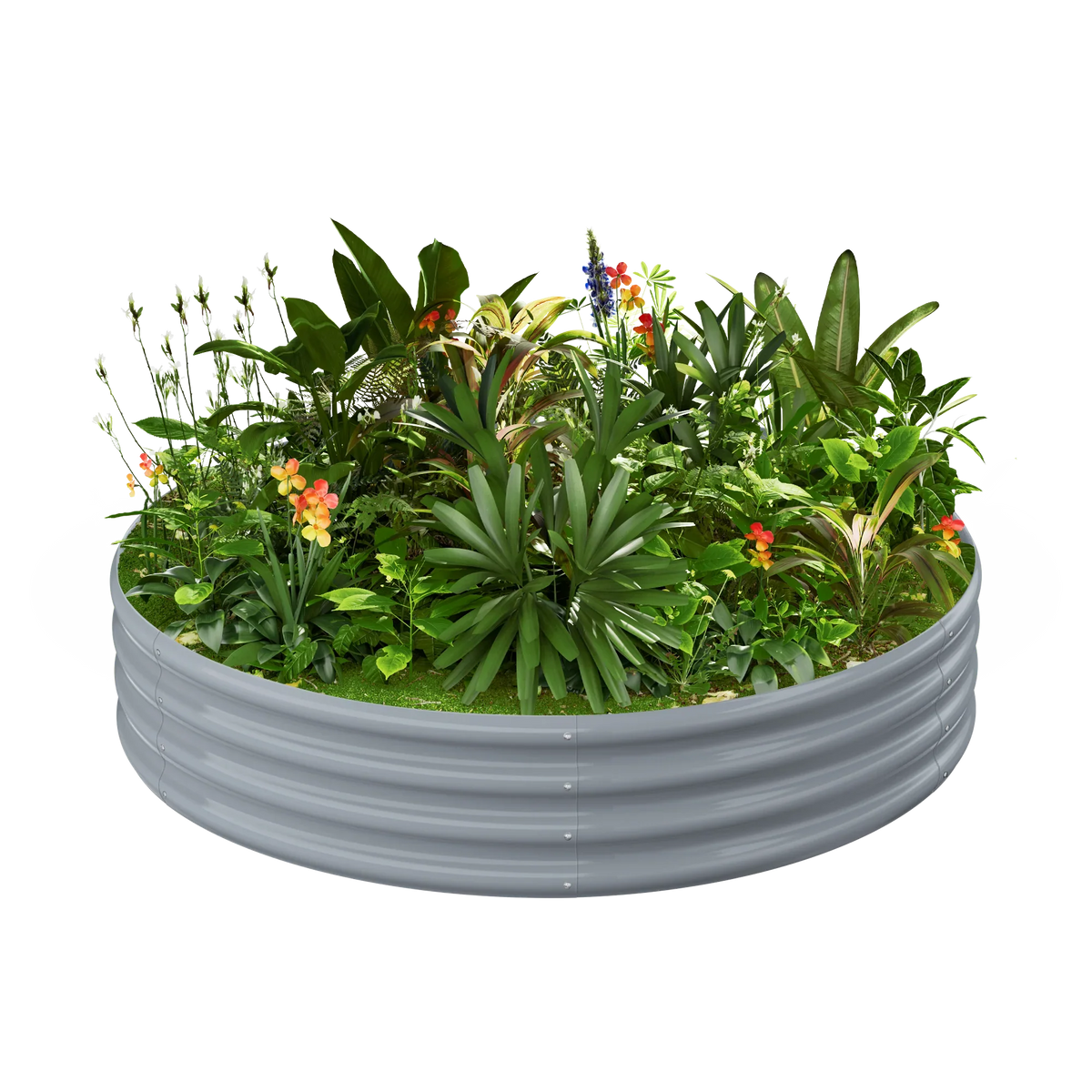 12-inch tall round galvanized metal raised garden bed, 4 feet in diameter — view 4