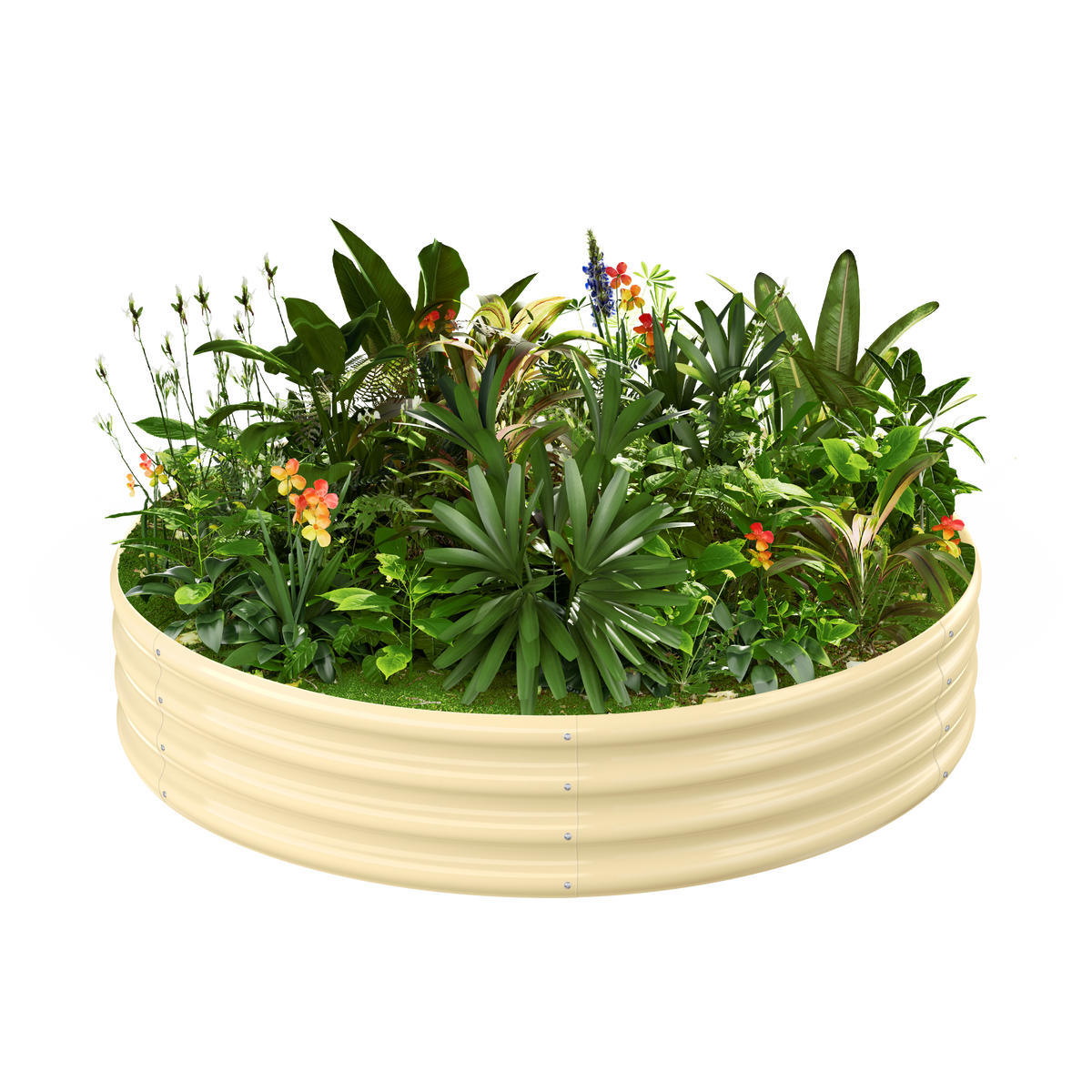 12-inch tall round galvanized metal raised garden bed, 4 feet in diameter — view 5