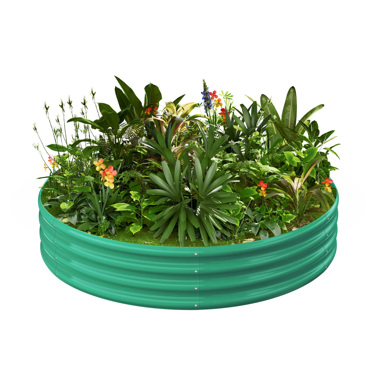 12-inch tall round galvanized metal raised garden bed, 4 feet in diameter — view 2