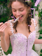 Floral Embroidered Corset & Sheer Skirt