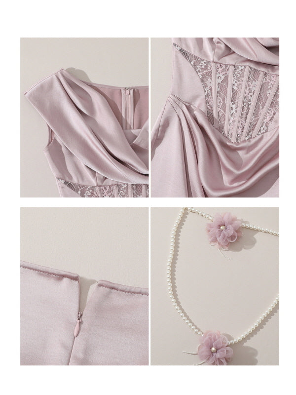 Blush Pearl Drape Gown
