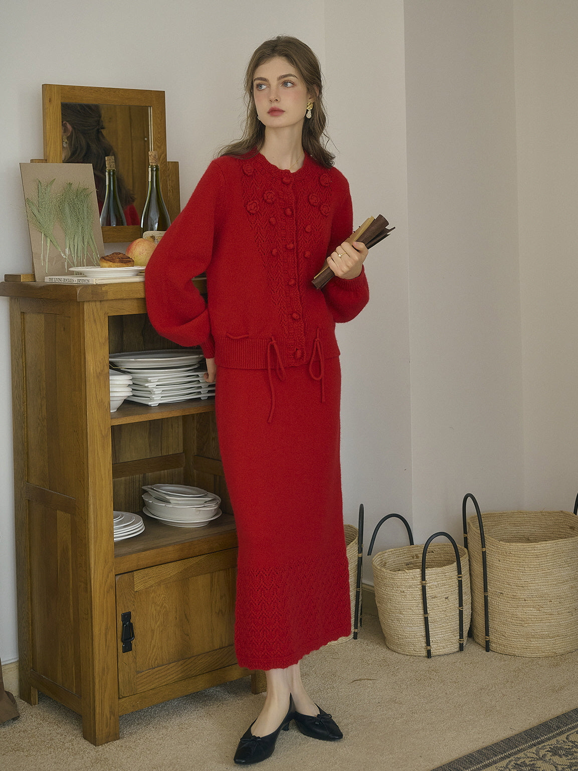 Cottage Lace Hem Knit Skirt