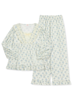 Blue Garden Lace Ruffle Pajama Set