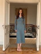 Sapphire Lace Bell Sleeve Dress