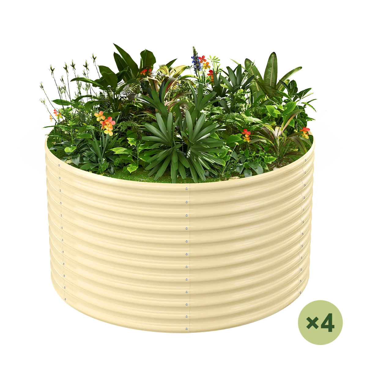 set of 4 — 36-inch tall round galvanized metal raised garden bed, 4 feet in diameter — view 5