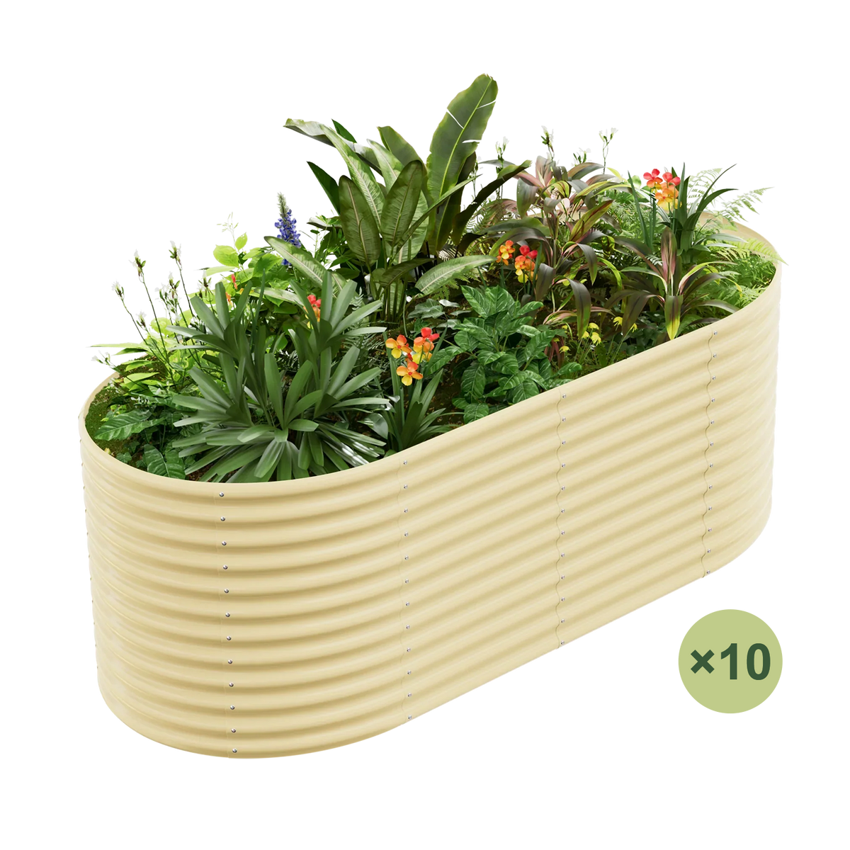 set of 10 — 36-inch tall oval galvanized metal raised garden bed, 8 by 4 feet — view 5