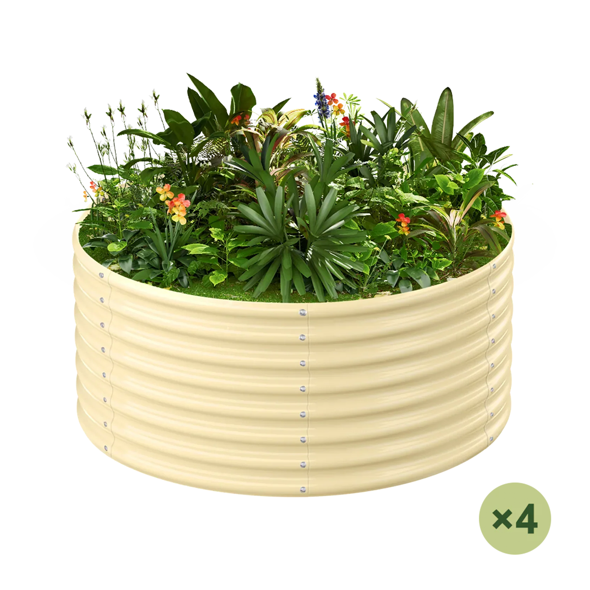 set of 4 — 24-inch tall round galvanized metal raised garden bed, 2 feet in diameter — view 5
