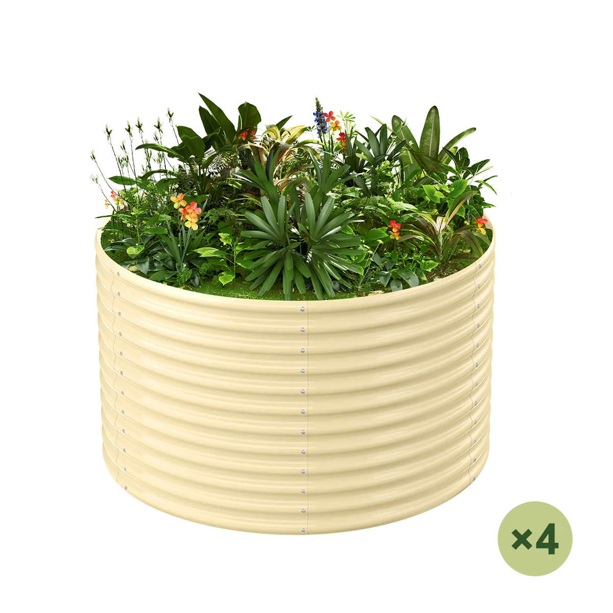 set of 4 — 36-inch tall round galvanized metal raised garden bed, 3 feet in diameter — view 5