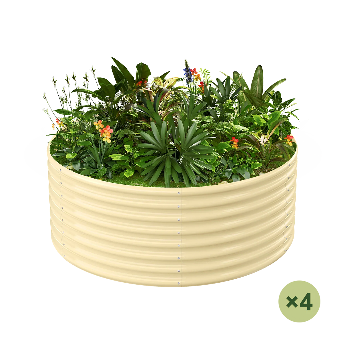 set of 4 — 24-inch tall round galvanized metal raised garden bed, 4 feet in diameter — view 5