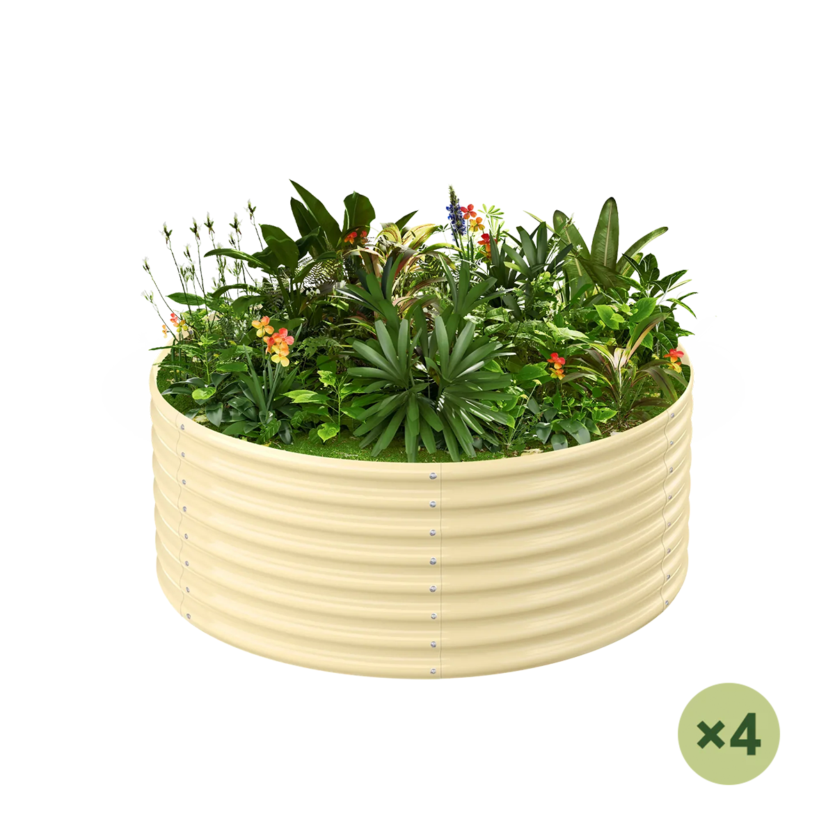 set of 4 — 24-inch tall round galvanized metal raised garden bed, 3 feet in diameter — view 5
