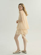 Ethereal Cream Ruffle Rose Halter Top