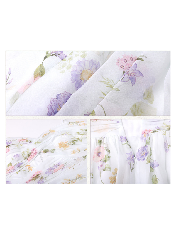 Enchanted Bloom Draped Chiffon Dress