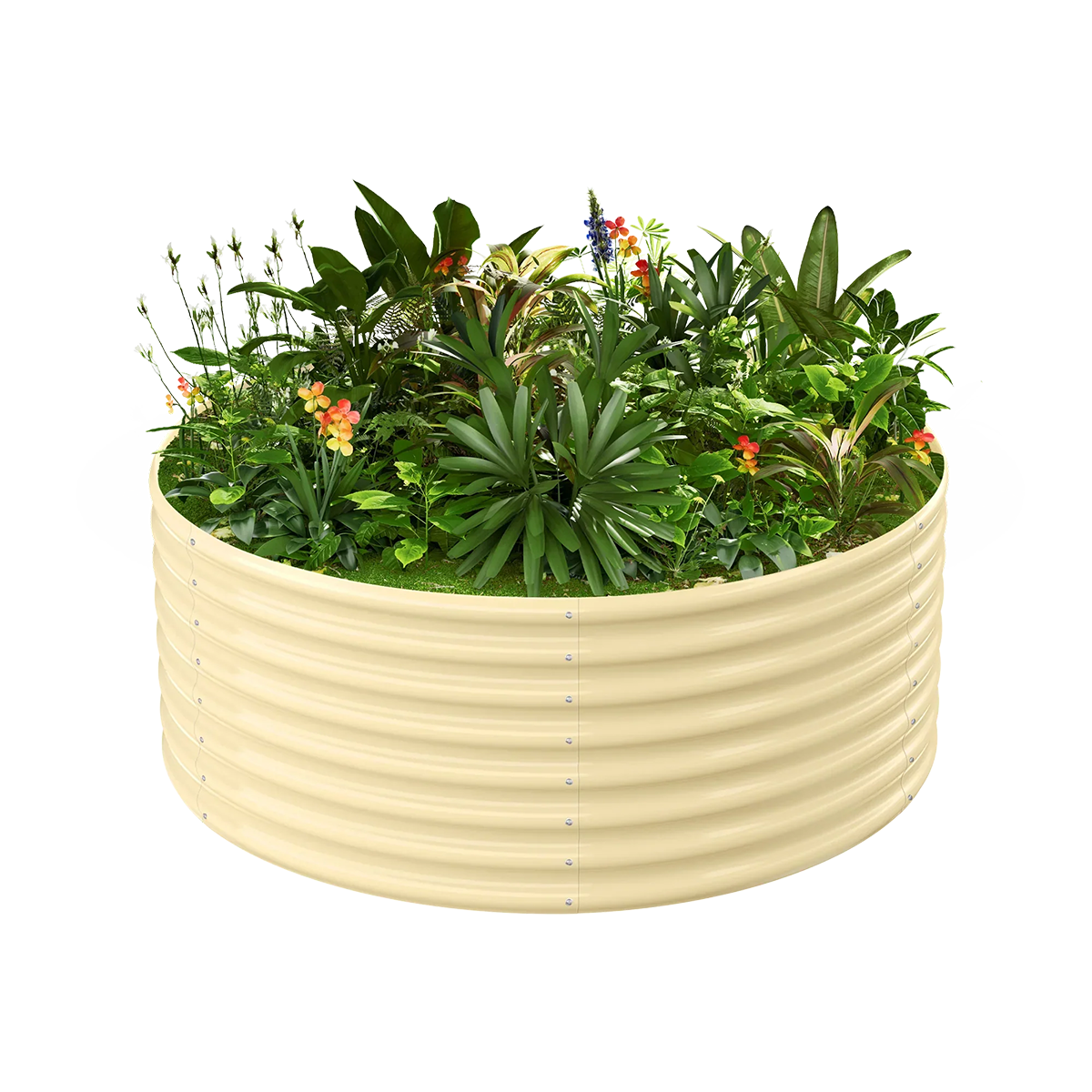 24-inch tall round galvanized metal raised garden bed, 4 feet in diameter — view 5