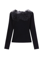 Whisper Lace Collar Knit Top