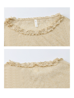 Apricot Ruffle Collar Knit Top with Bohemian Belt