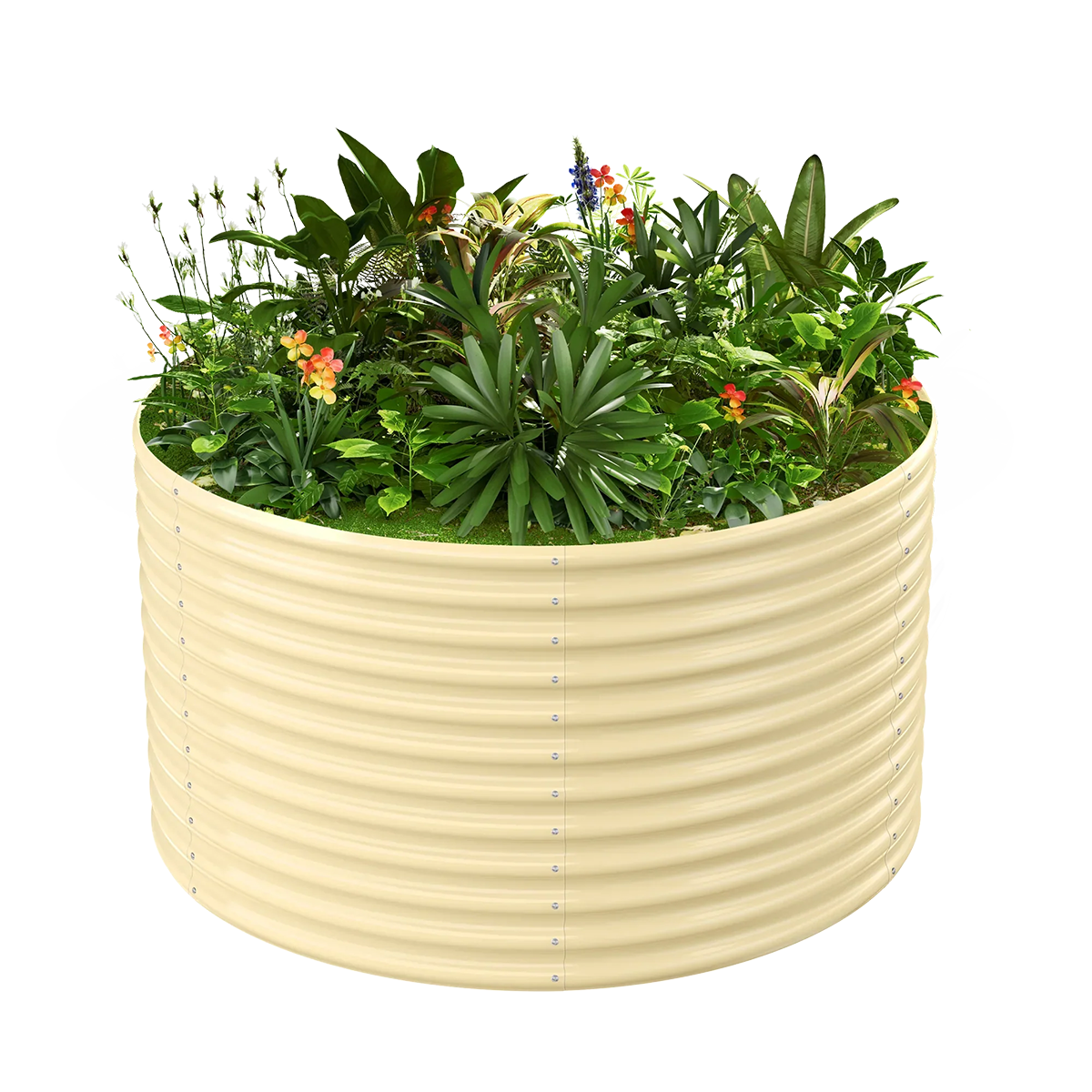36-inch tall round galvanized metal raised garden bed, 4 feet in diameter — view 5