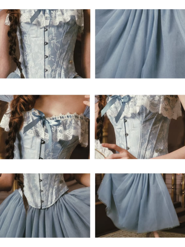 Blue Lace Ballet Corset