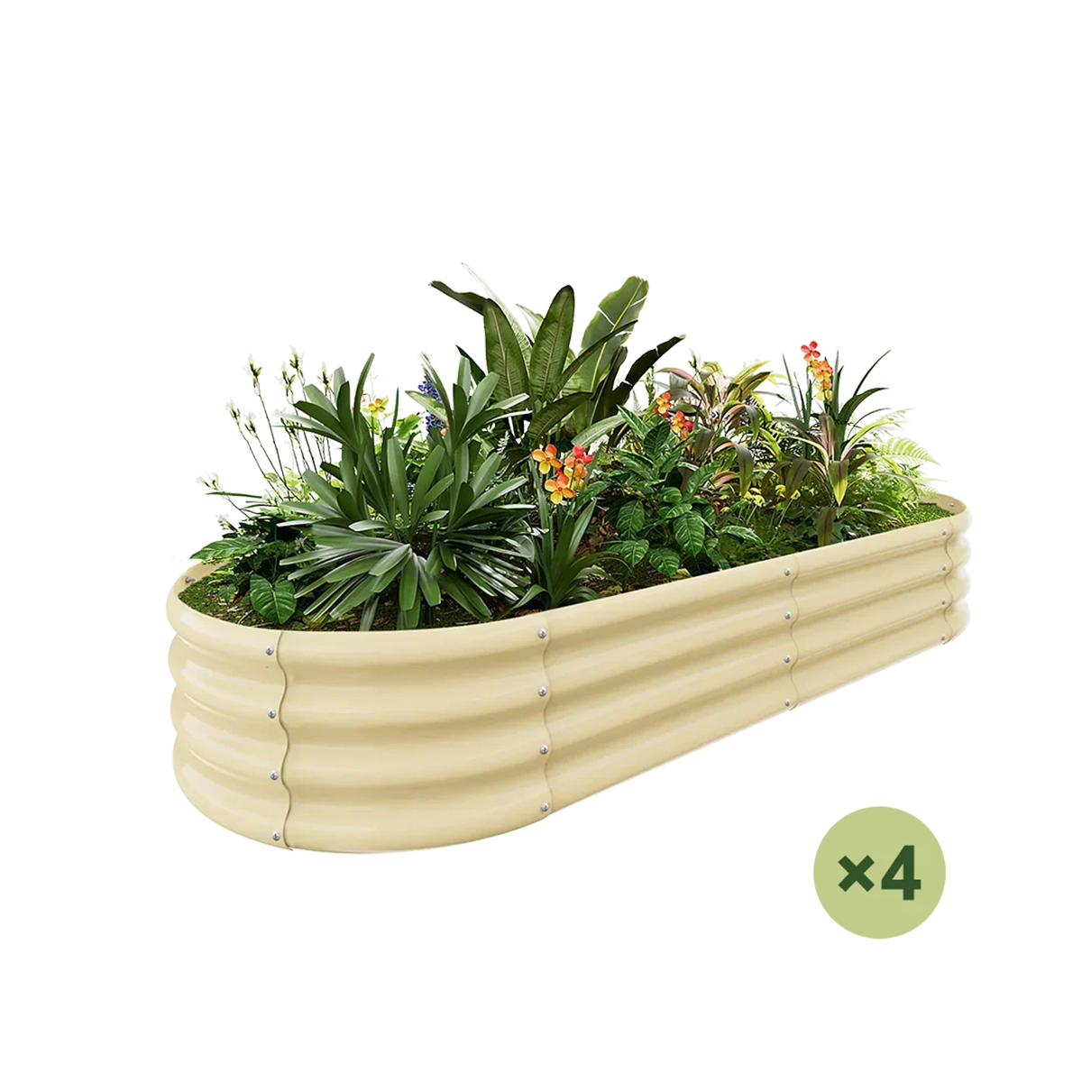 set of 4 — 12-inch tall oval galvanized metal raised garden bed, 6 by 3 feet — view 5