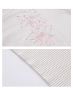 White Embroidered Turtleneck Knit Top