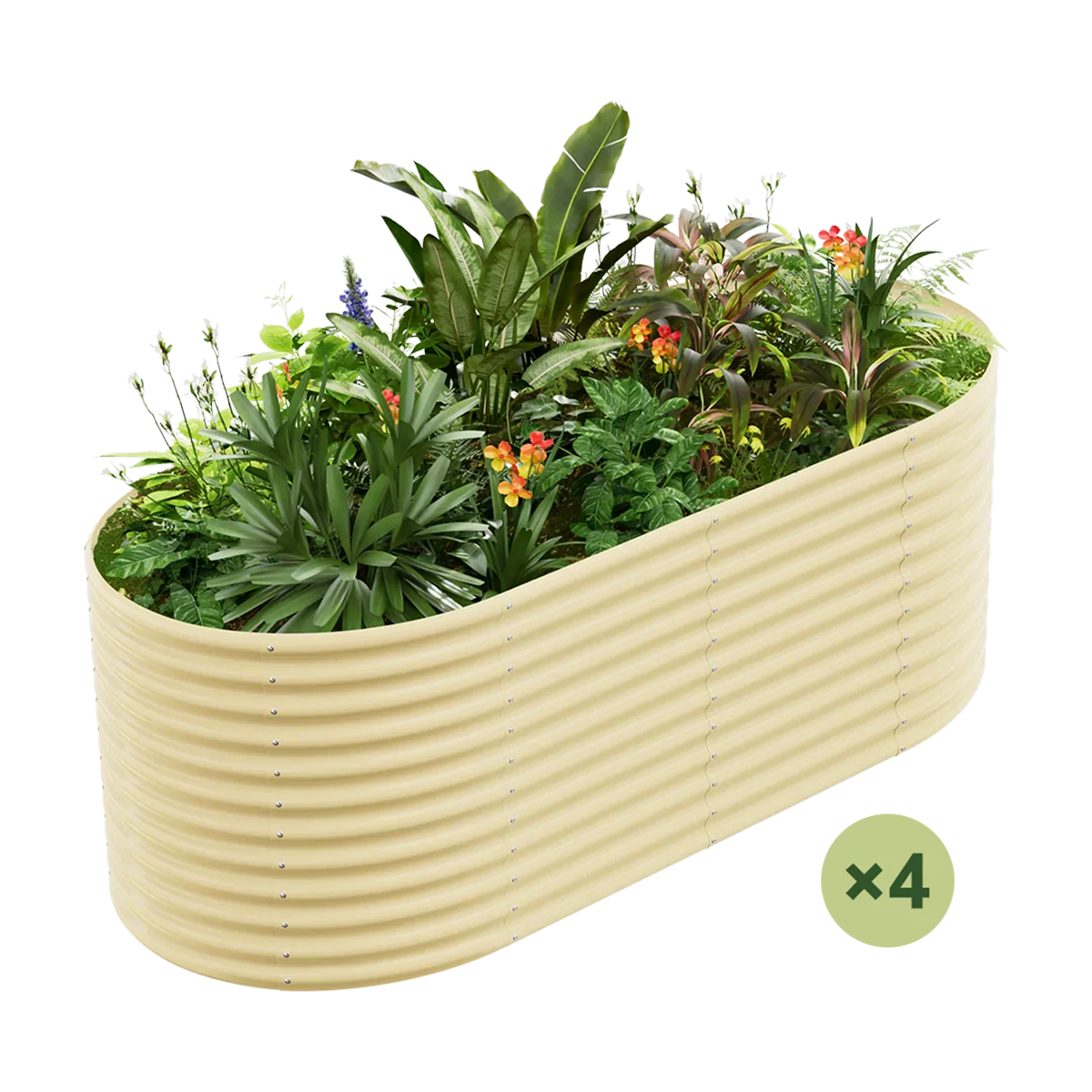 set of 4 — 36-inch tall oval galvanized metal raised garden bed, 8 by 4 feet — view 5