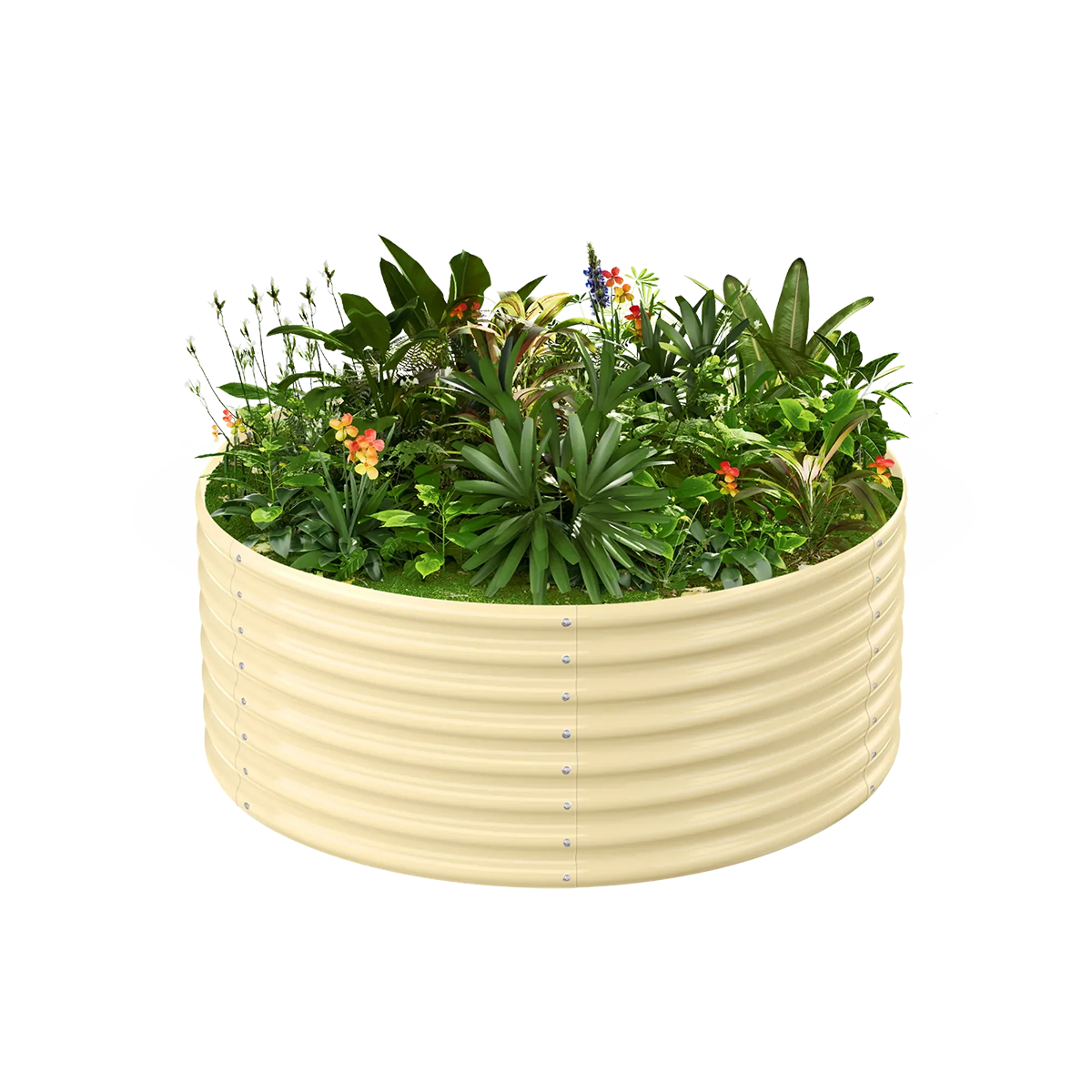 24-inch tall round galvanized metal raised garden bed, 3 feet in diameter — view 5