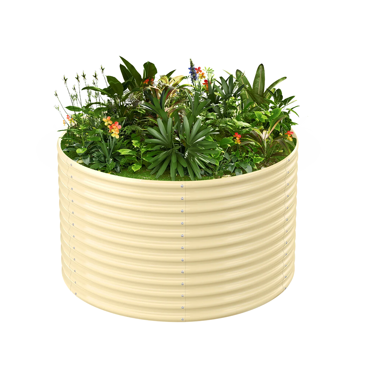 36-inch tall round galvanized metal raised garden bed, 3 feet in diameter — view 5
