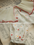 Pleated Collar Retro Floral Cotton Dress