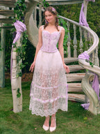 Floral Embroidered Corset & Sheer Skirt
