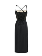 Midnight Elegance Grid Corset Dress