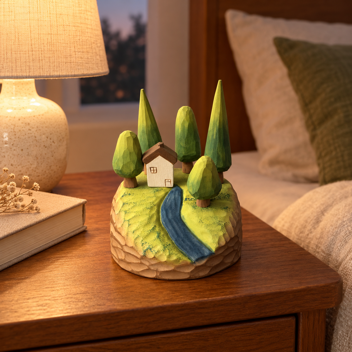 Build-Your-Own Woodland Cottage – Magnetic Hand-Carved Wooden Desk Garden