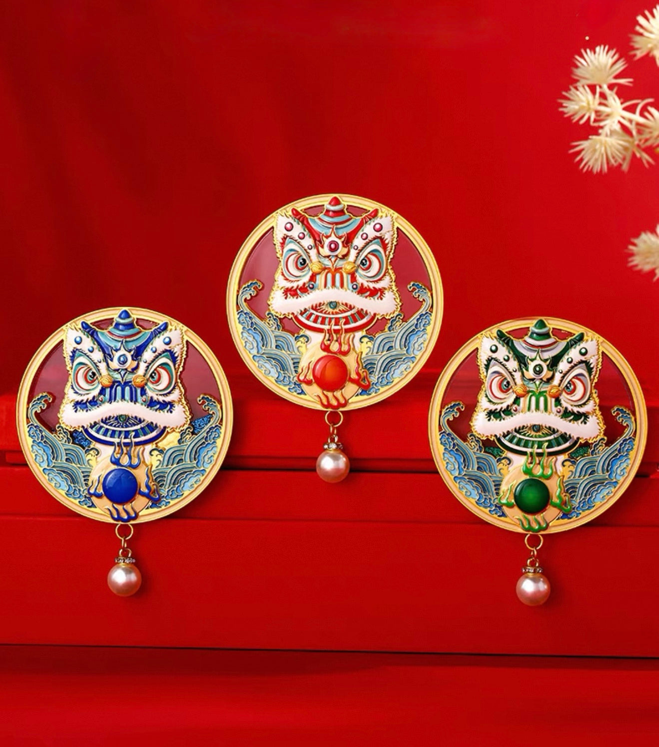 Festive Lions Fridge Magnet