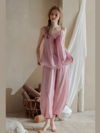 Vintage Ribbon-Tie Pajama Set