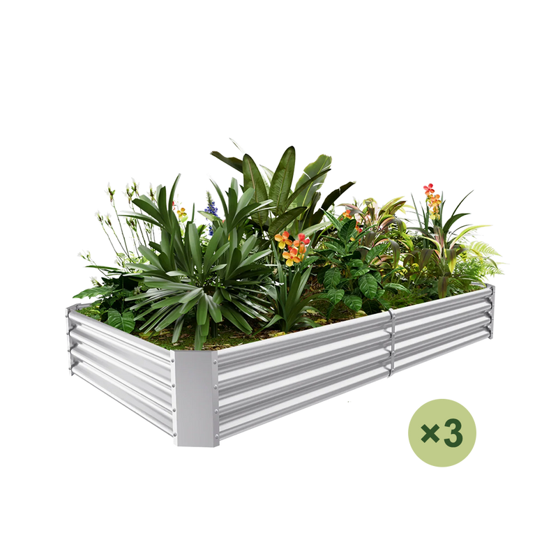 set of 3 — 12-inch tall rectangular galvanized metal raised garden bed, 8 by 4 feet — view 2