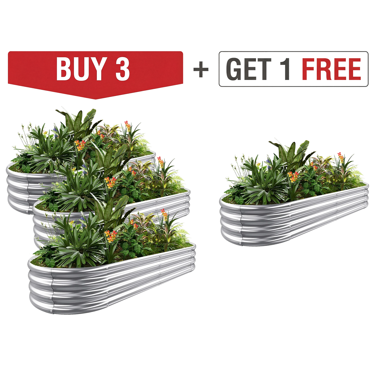 set of 4 — 12-inch tall oval galvanized metal raised garden bed, 6 by 3 feet — view 6